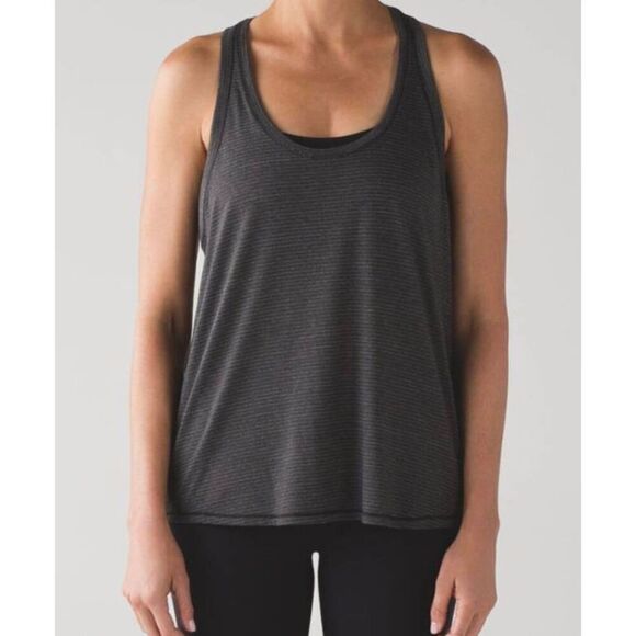 LULULEMON ATHLETICA Tie It Up Singlet In Heathered Black Size 6 - Picture 2 of 7